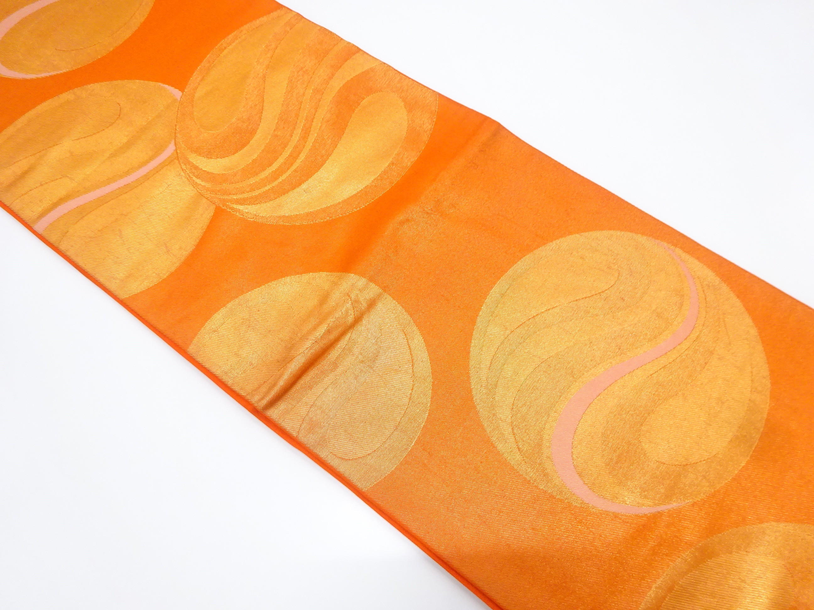 JAPANESE KIMONO / ANTIQUE FUKURO OBI / SILK / WOVEN ROUNDEL